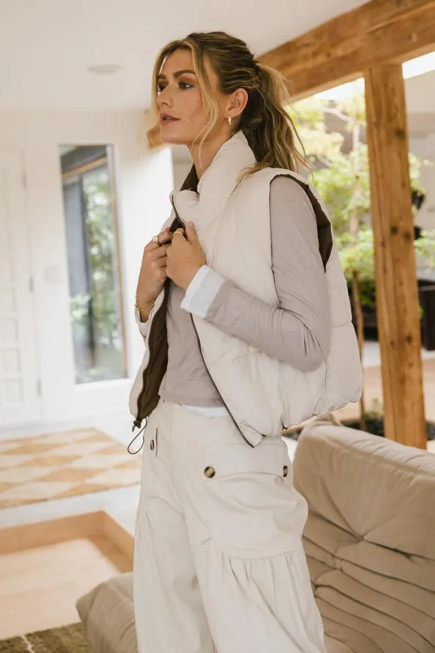 Bohme Tops Reversible Puffer Vest In Brown Brown 8211 Women