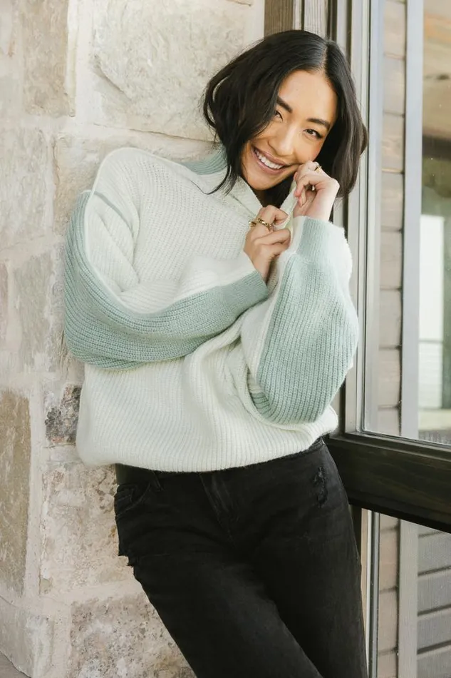 Bohme Tops Rio Colorblock Sweater In Teal 8211 FINAL SALE Teal 8211 Women Bohme Tops Rio Colorblock Sweater In Teal 8211 FINAL SALE Teal 8211 Women