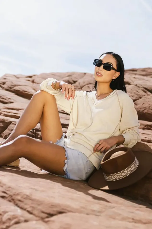 Bohme Tops Rosaleena VNeck Knit Top Cream 8211 Women Bohme Tops Rosaleena VNeck Knit Top Cream 8211 Women
