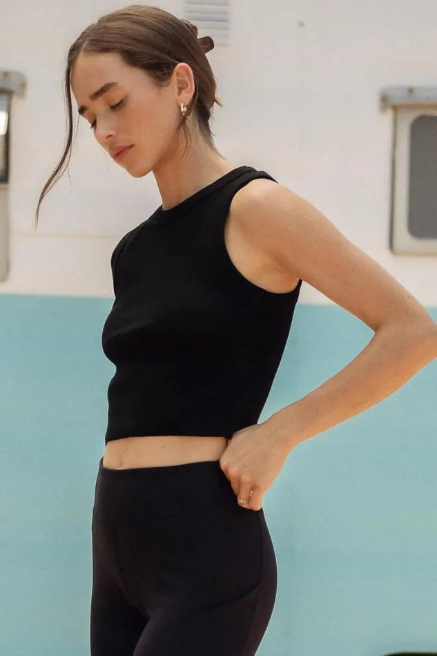 Bohme Tops Selena Ribbed Tank In Black Black 8211 Women