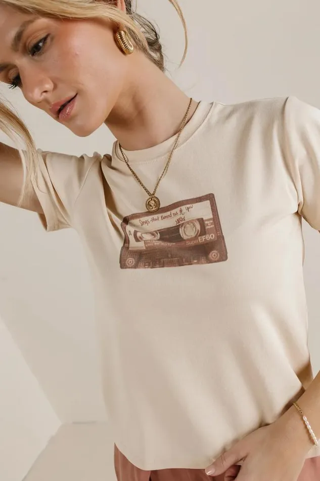 Bohme Tops Songs That Remind Me Of You TShirt Cream 8211 Women Bohme Tops Songs That Remind Me Of You TShirt Cream 8211 Women