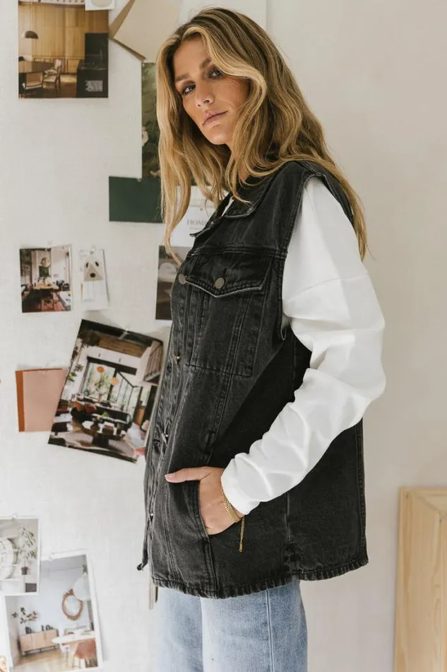 Bohme Tops Taylor Denim Vest In Black 8211 FINAL SALE Black 8211 Women Bohme Tops Taylor Denim Vest In Black 8211 FINAL SALE Black 8211 Women