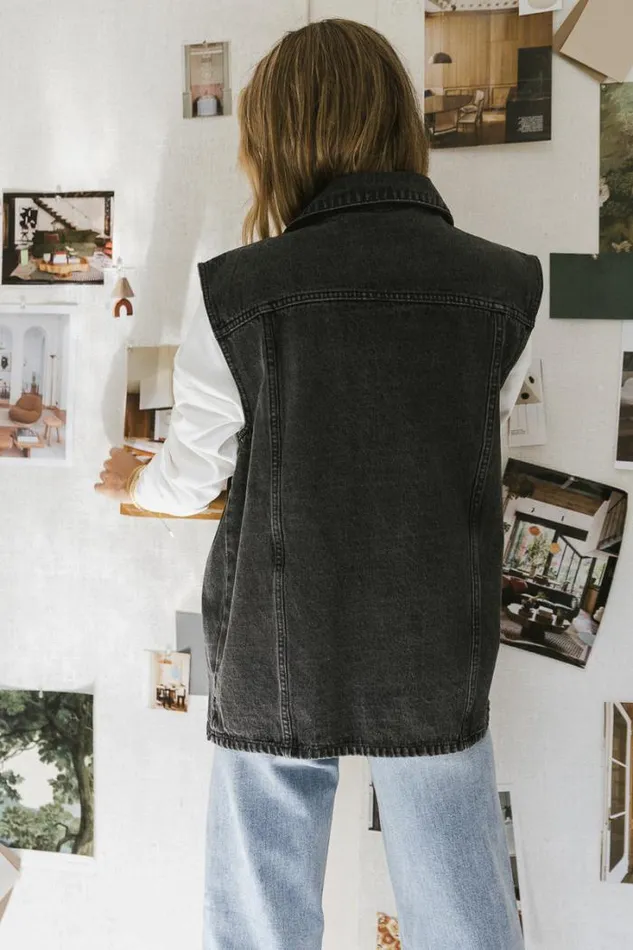 Bohme Tops Taylor Denim Vest In Black 8211 FINAL SALE Black 8211 Women Bohme Tops Taylor Denim Vest In Black 8211 FINAL SALE Black 8211 Women