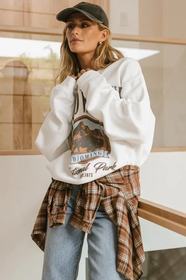 Bohme Tops Yellowstone Graphic Sweatshirt White 8211 Women Bohme Tops Yellowstone Graphic Sweatshirt White 8211 Women
