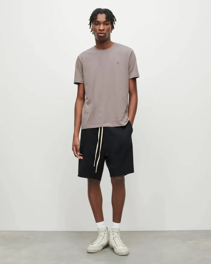 Brace Brushed Cotton Crew Neck TShirt Flint Grey Men AllSaints TShirts