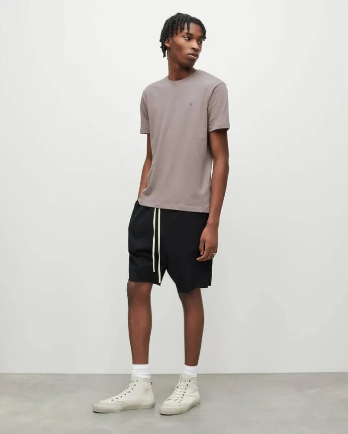 Brace Brushed Cotton Crew Neck TShirt Flint Grey Men AllSaints TShirts