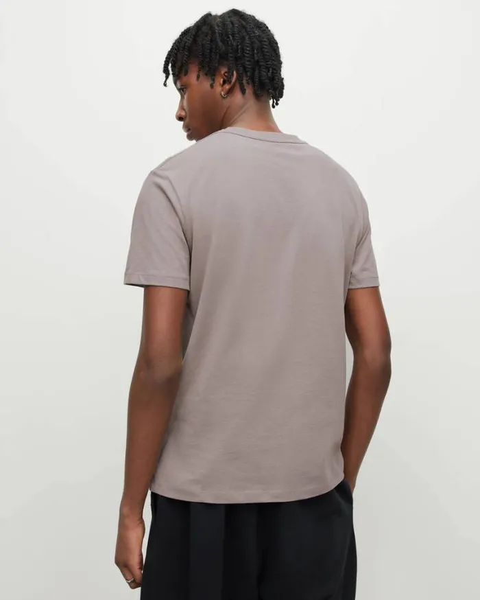 Brace Brushed Cotton Crew Neck TShirt Flint Grey Men AllSaints TShirts