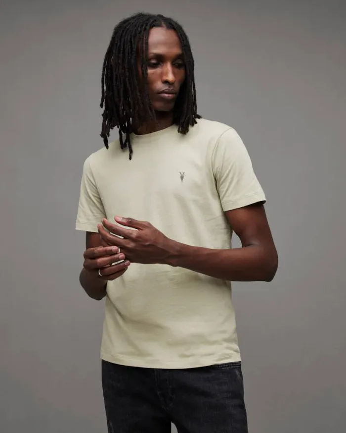 Brace Brushed Cotton Crew Neck TShirt Gravity Grey Men AllSaints TShirts