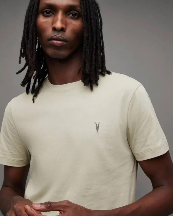 Brace Brushed Cotton Crew Neck TShirt Gravity Grey Men AllSaints TShirts