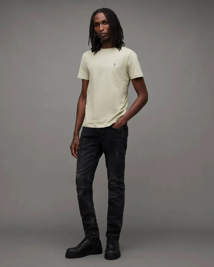 Brace Brushed Cotton Crew Neck TShirt Gravity Grey Men AllSaints TShirts