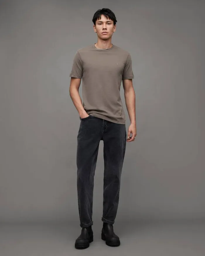Brace Brushed Cotton Crew Neck TShirt Planet Grey Men AllSaints TShirts