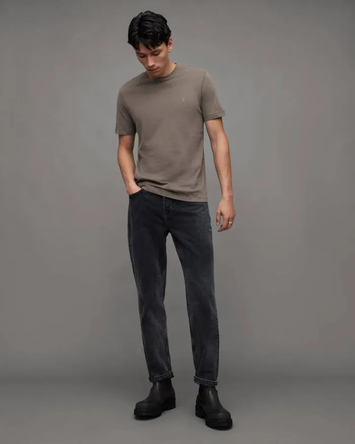 Brace Brushed Cotton Crew Neck TShirt Planet Grey Men AllSaints TShirts