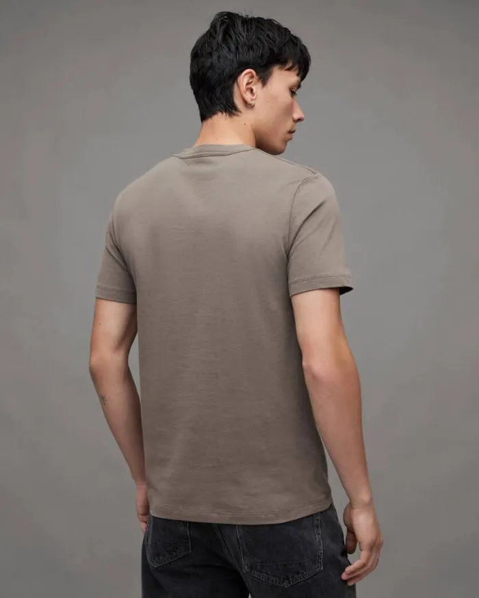 Brace Brushed Cotton Crew Neck TShirt Planet Grey Men AllSaints TShirts