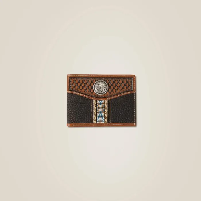 Braided Trim Bifold Wallet Brown Men Ariat Bags and Wallets
