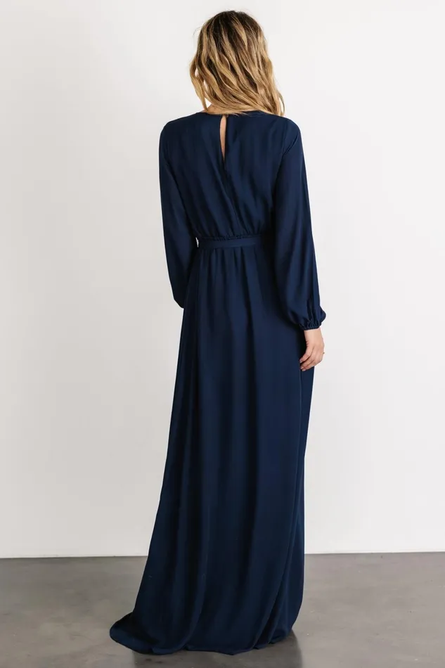 Breanne Faux Wrap Maxi Dress Navy Women Baltic Born Bump Friendly Breanne Faux Wrap Maxi Dress Navy Women Baltic Born Bump Friendly
