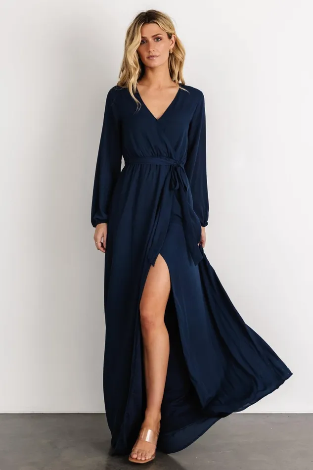 Breanne Faux Wrap Maxi Dress Navy Women Baltic Born Bump Friendly Breanne Faux Wrap Maxi Dress Navy Women Baltic Born Bump Friendly