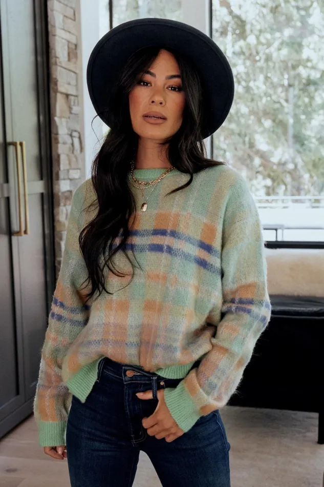Brentridge Plaid Sweater Green Multi Women Baltic Born Sweaters