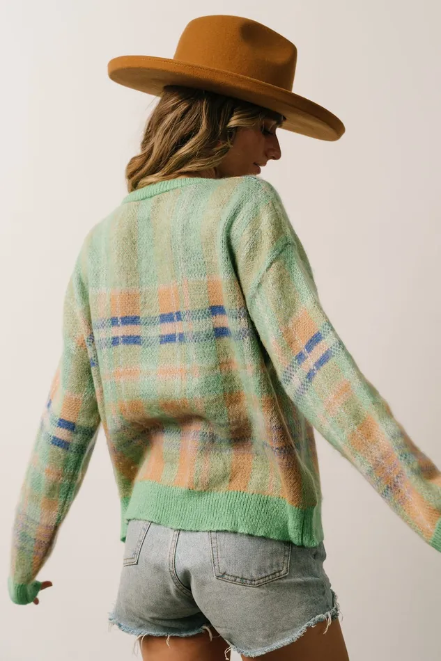 Brentridge Plaid Sweater Green Multi Women Baltic Born Sweaters