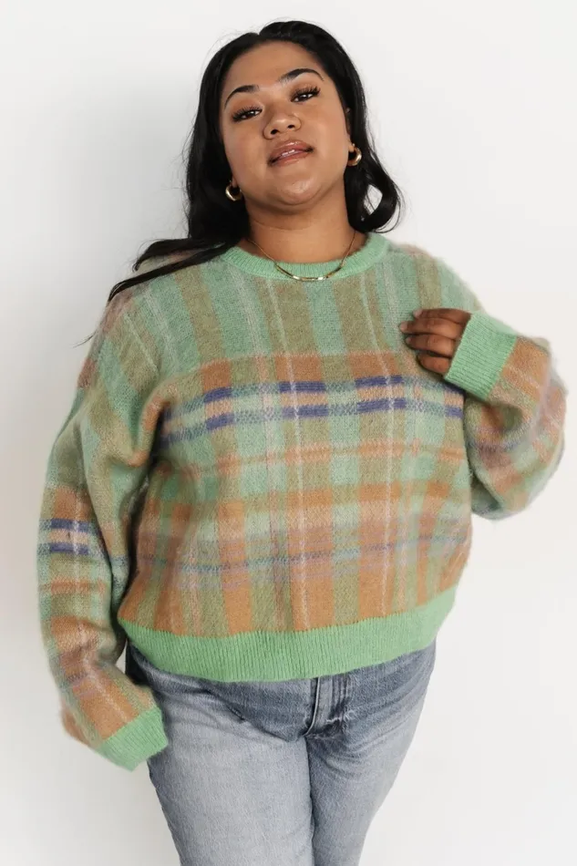 Brentridge Plaid Sweater Green Multi Women Baltic Born Sweaters