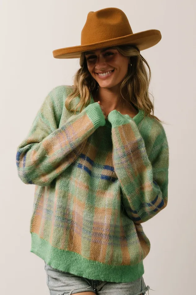 Brentridge Plaid Sweater Green Multi Women Baltic Born Sweaters