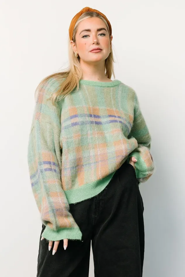 Brentridge Plaid Sweater Green Multi Women Baltic Born Sweaters