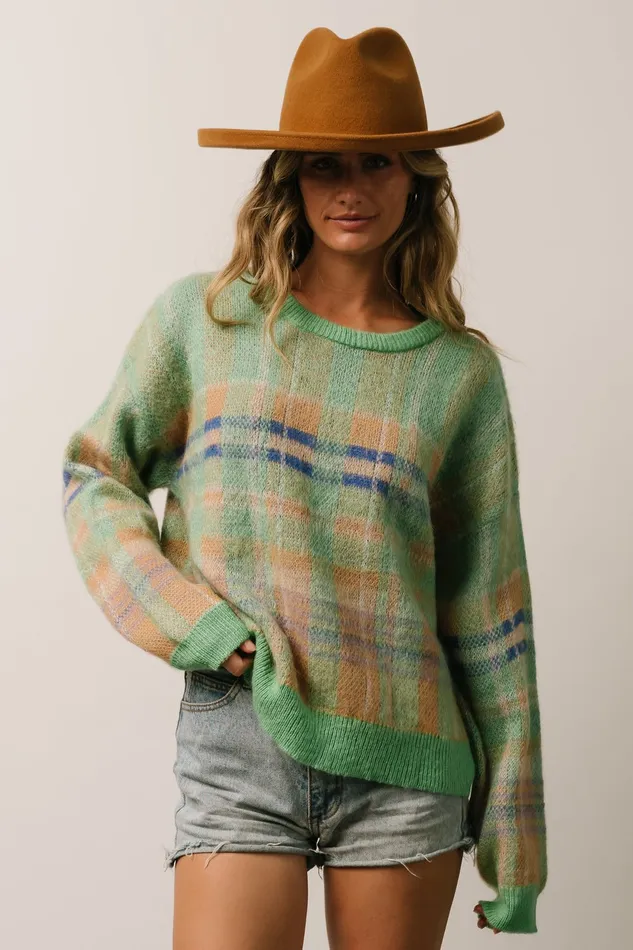 Brentridge Plaid Sweater Green Multi Women Baltic Born Sweaters