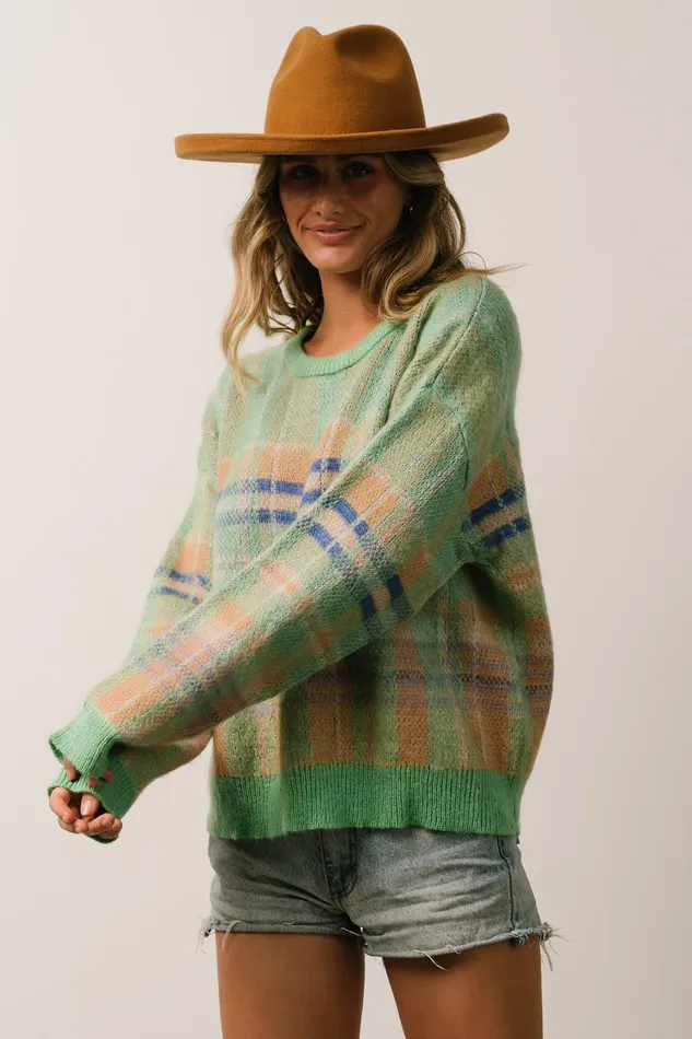 Brentridge Plaid Sweater Green Multi Women Baltic Born Sweaters
