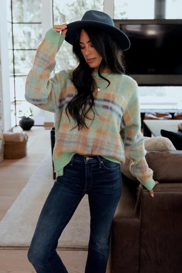 Brentridge Plaid Sweater Green Multi Women Baltic Born Sweaters