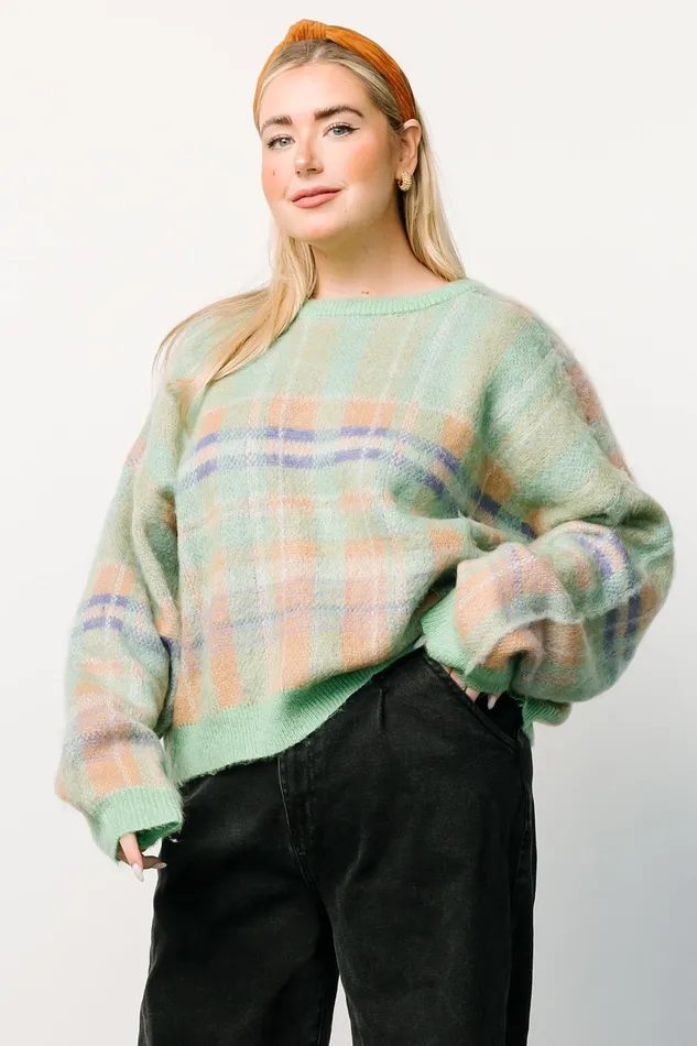 Brentridge Plaid Sweater Green Multi Women Baltic Born Sweaters