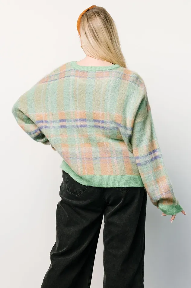 Brentridge Plaid Sweater Green Multi Women Baltic Born Sweaters