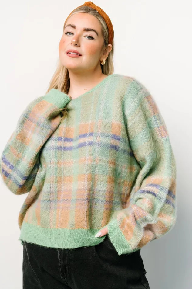 Brentridge Plaid Sweater Green Multi Women Baltic Born Sweaters