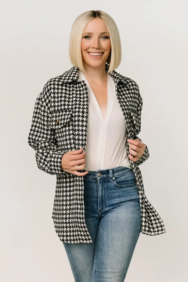 Bridger Houndstooth Jacket Dark Navy Ivory Women Baltic Born Outerwear Bridger Houndstooth Jacket Dark Navy Ivory Women Baltic Born Outerwear