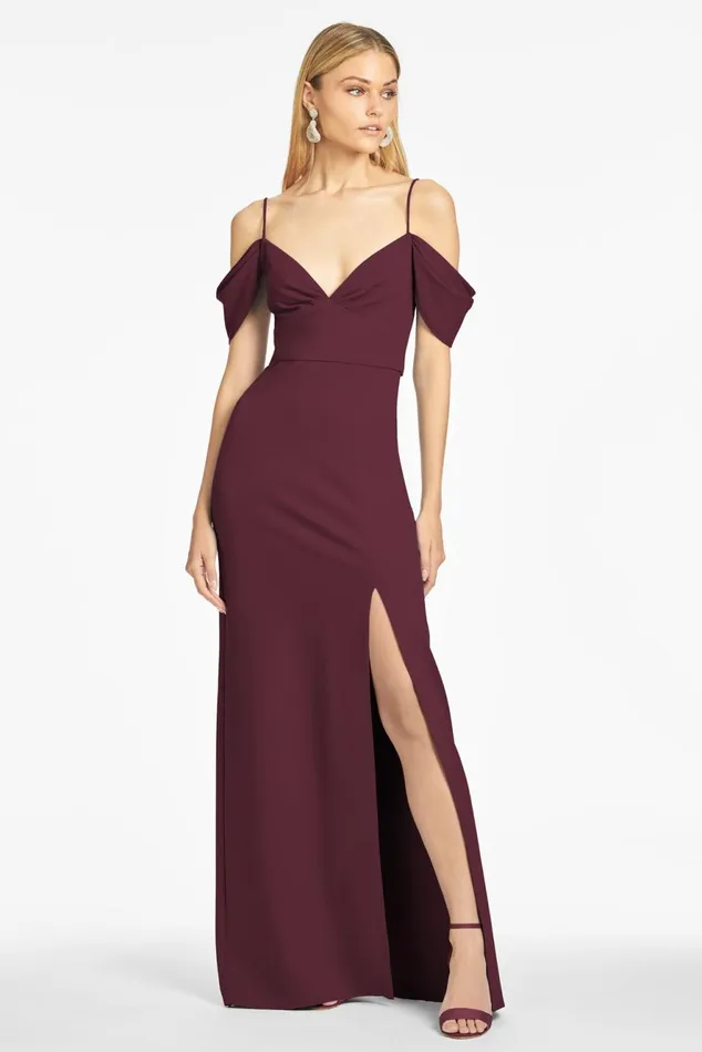 Brittany 4Way Stretch Crepe Gown 8211 Deep Wine Women Sachin and Babi Formal