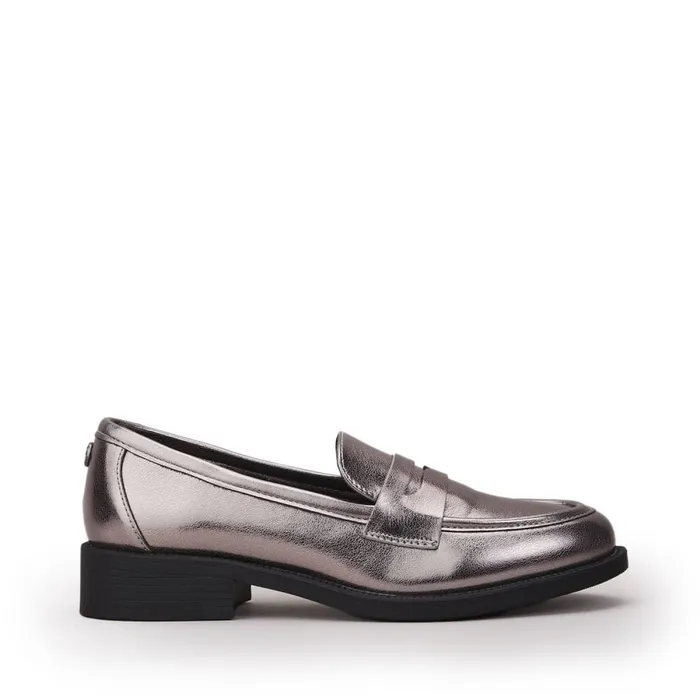 Brogues And Loafers Women Moda In Pelle Danna Pewter Porvair
