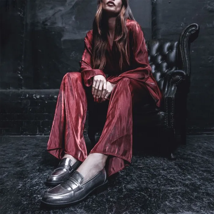 Brogues And Loafers Women Moda In Pelle Danna Pewter Porvair