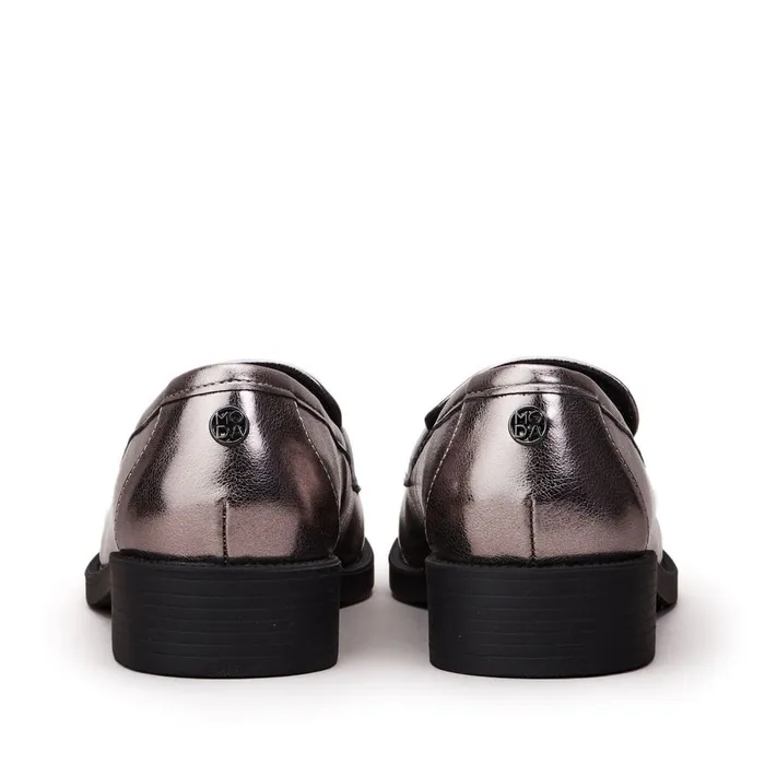Brogues And Loafers Women Moda In Pelle Danna Pewter Porvair