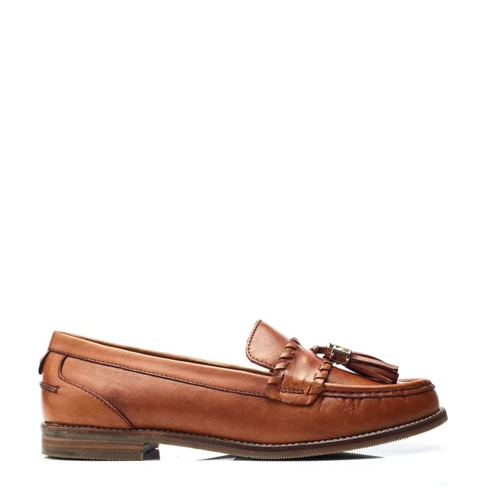 Brogues And Loafers Women Moda In Pelle Espelette Tan Leather