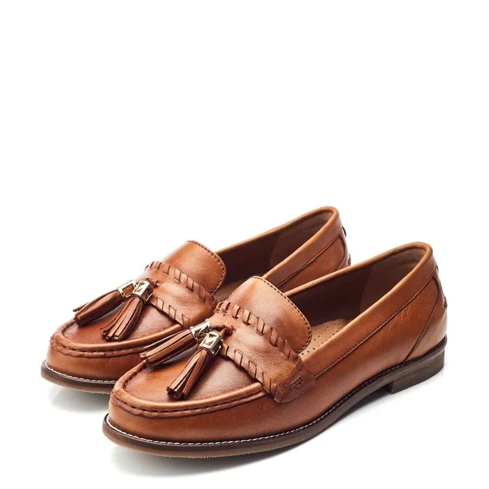 Brogues And Loafers Women Moda In Pelle Espelette Tan Leather
