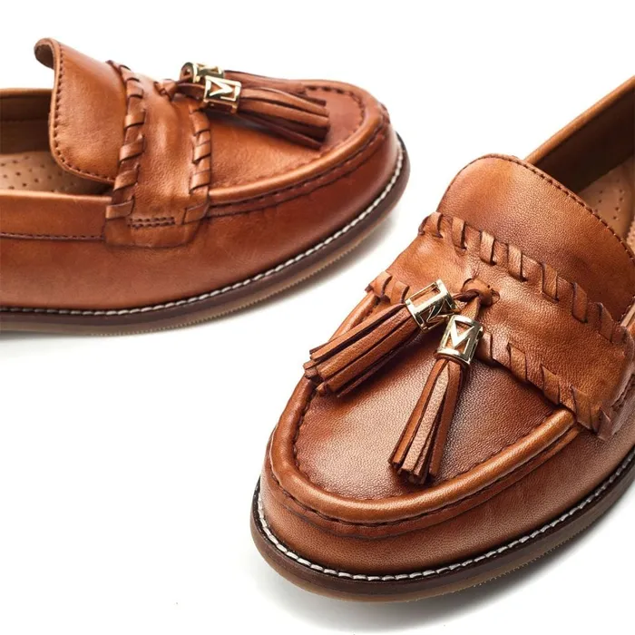 Brogues And Loafers Women Moda In Pelle Espelette Tan Leather