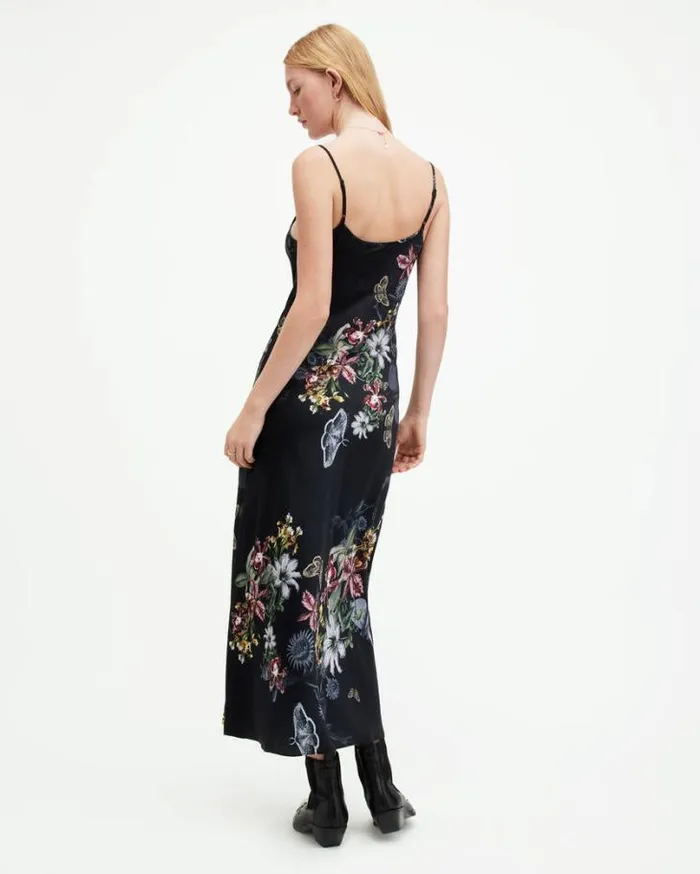 Bryony Sanibel Midi Slip Dress Black Women AllSaints Dresses