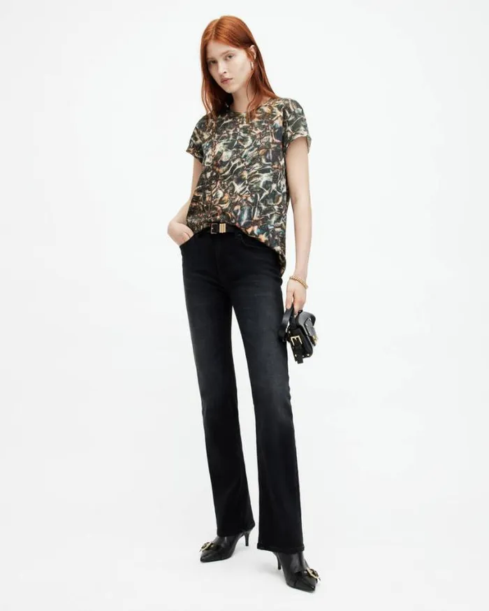 Caladesi Anna Crew Neck Printed TShirt Petrol Blue Women AllSaints TShirts