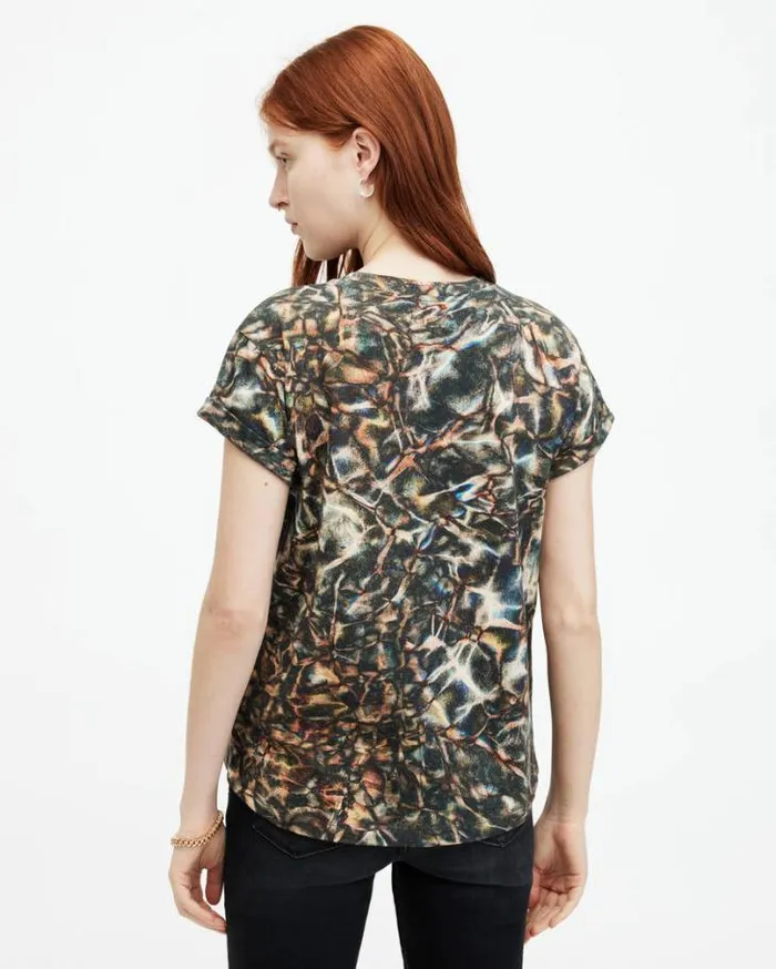 Caladesi Anna Crew Neck Printed TShirt Petrol Blue Women AllSaints TShirts