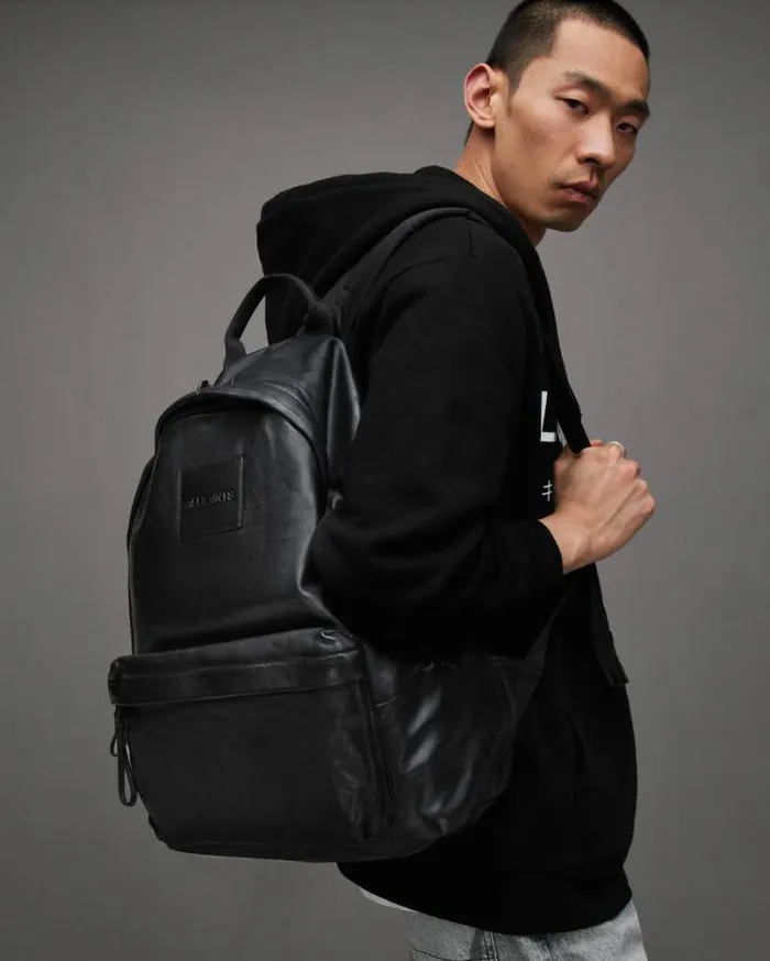 Carabiner Leather Backpack Black Men AllSaints Bags and Wallets