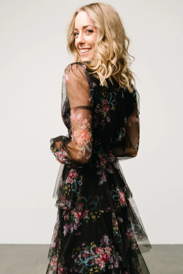 Carolina Tulle Tiered Maxi Dress Black Floral Women Baltic Born Tulle Styles Carolina Tulle Tiered Maxi Dress Black Floral Women Baltic Born Tulle Styles