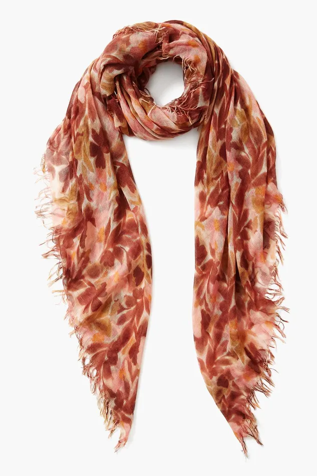 Cashmere And Silk Scarf Dusty Rose Floral Women Chan Luu Scarves