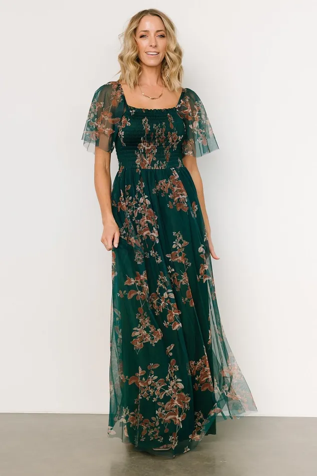 Cassandra Tulle Maxi Dress Green Bronze Floral Women Baltic Born Tulle Styles Cassandra Tulle Maxi Dress Green Bronze Floral Women Baltic Born Tulle Styles