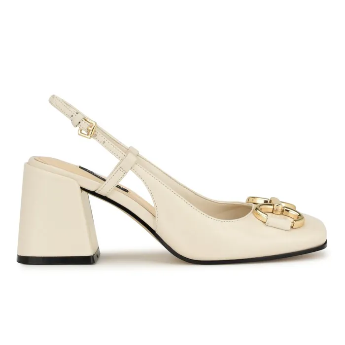 Cast Block Heel Slingback Pumps Ivory Women Nine West Slingbacks
