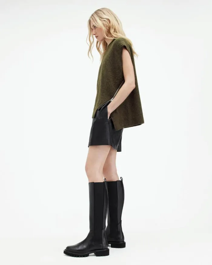 Castel Sleeveless Knitted Tank Top Khaki Green Women AllSaints Sweaters