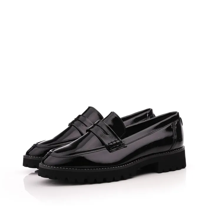 Casual Shoes Women Moda In Pelle Calfie Black Patent Leather
