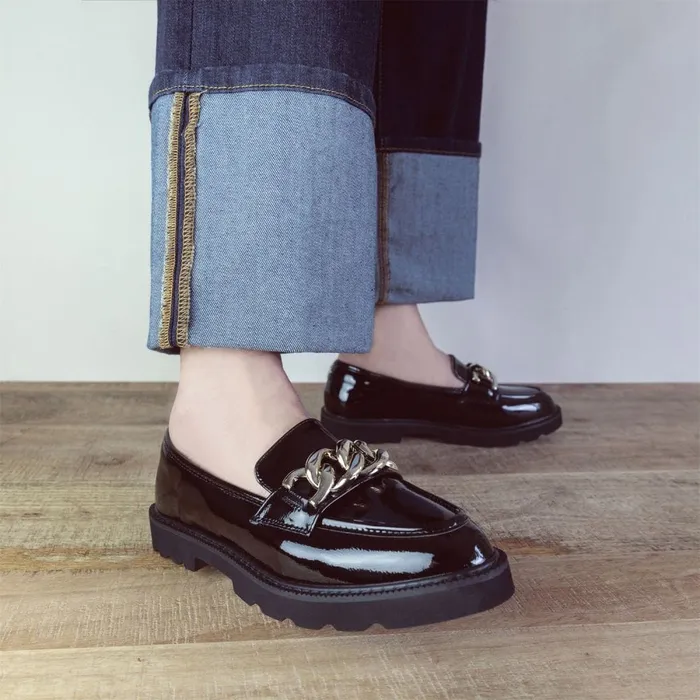 Casual Shoes Women Moda In Pelle Evella Black Patent